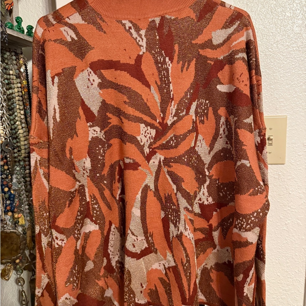Entro Orange and Brown Cowl Neck Sweater - Picture 3 of 4